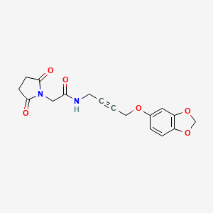 molecular formula C17H16N2O6 B2742413 N-(4-(benzo[d][1,3]dioxol-5-yloxy)but-2-yn-1-yl)-2-(2,5-dioxopyrrolidin-1-yl)acetamide CAS No. 1448132-46-4