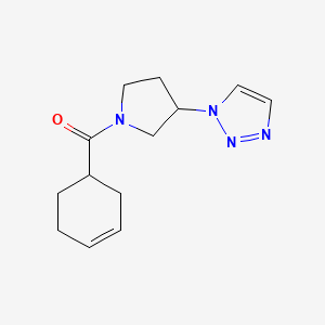 molecular formula C13H18N4O B2742415 (3-(1H-1,2,3-triazol-1-yl)pyrrolidin-1-yl)(cyclohex-3-en-1-yl)methanone CAS No. 1798489-22-1