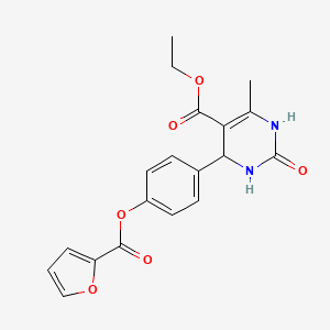 molecular formula C19H18N2O6 B2742416 4-(4-(呋喃-2-甲酰氧基)苯基)-6-甲基-2-氧代-1,2,3,4-四氢吡嘧啶-5-羧酸乙酯 CAS No. 489416-40-2