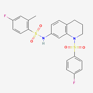 4-fluoro-N-[1-(4-fluorobenzenesulfonyl)-1,2,3,4-tetrahydroquinolin-7-yl]-2-methylbenzene-1-sulfonamide