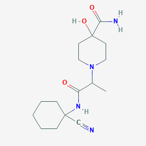 molecular formula C16H26N4O3 B2742419 1-[1-[(1-Cyanocyclohexyl)amino]-1-oxopropan-2-yl]-4-hydroxypiperidine-4-carboxamide CAS No. 2126251-95-2