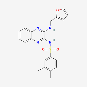 molecular formula C21H20N4O3S B2742428 N-[3-(furan-2-ylmethylamino)quinoxalin-2-yl]-3,4-dimethylbenzenesulfonamide CAS No. 714256-16-3