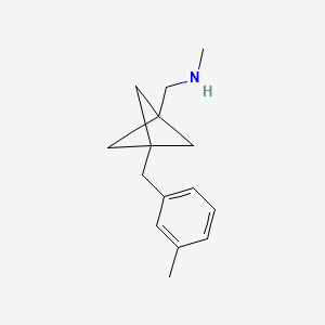 molecular formula C15H21N B2742431 N-Methyl-1-[3-[(3-methylphenyl)methyl]-1-bicyclo[1.1.1]pentanyl]methanamine CAS No. 2287301-39-5