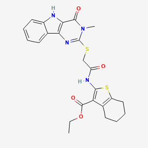 ethyl 2-[[2-[(3-methyl-4-oxo-5H-pyrimido[5,4-b]indol-2-yl)sulfanyl]acetyl]amino]-4,5,6,7-tetrahydro-1-benzothiophene-3-carboxylate