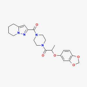molecular formula C22H26N4O5 B2742441 2-(Benzo[d][1,3]dioxol-5-yloxy)-1-(4-(4,5,6,7-tetrahydropyrazolo[1,5-a]pyridine-2-carbonyl)piperazin-1-yl)propan-1-one CAS No. 1903546-22-4