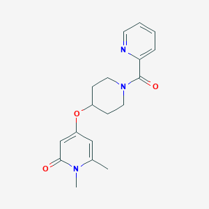 molecular formula C18H21N3O3 B2742442 1,6-二甲基-4-((1-吡啉甲酰基哌啶-4-基氧基)吡啶-2(1H)-酮 CAS No. 2309214-63-7