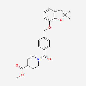 molecular formula C25H29NO5 B2742460 甲基 1-[4-[(2,2-二甲基-3H-1-苯并呋喃-7-基)氧基甲基]苯甲酰基哌啶-4-羧酸酯 CAS No. 941947-93-9