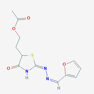 2-((E)-2-((Z)-(furan-2-ylmethylene)hydrazono)-4-oxothiazolidin-5-yl)ethyl acetate