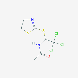 molecular formula C7H9Cl3N2OS2 B2742465 N-(2,2,2-trichloro-1-((4,5-dihydrothiazol-2-yl)thio)ethyl)acetamide CAS No. 868214-45-3
