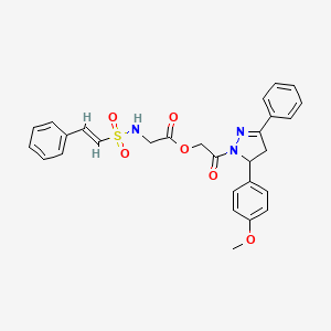 [2-[3-(4-methoxyphenyl)-5-phenyl-3,4-dihydropyrazol-2-yl]-2-oxoethyl] 2-[[(E)-2-phenylethenyl]sulfonylamino]acetate