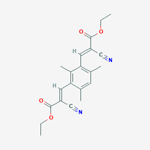 molecular formula C21H22N2O4 B274247 Ethyl 2-cyano-3-[3-(2-cyano-3-ethoxy-3-oxo-1-propenyl)-2,4,6-trimethylphenyl]acrylate 