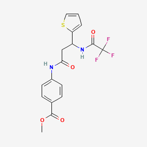molecular formula C17H15F3N2O4S B2742482 Methyl 4-({3-(2-thienyl)-3-[(2,2,2-trifluoroacetyl)amino]propanoyl}amino)benzenecarboxylate CAS No. 861209-43-0