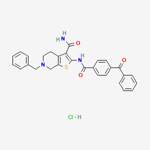 molecular formula C29H26ClN3O3S B2742484 2-(4-Benzoylbenzamido)-6-benzyl-4,5,6,7-tetrahydrothieno[2,3-c]pyridine-3-carboxamide hydrochloride CAS No. 1215784-15-8