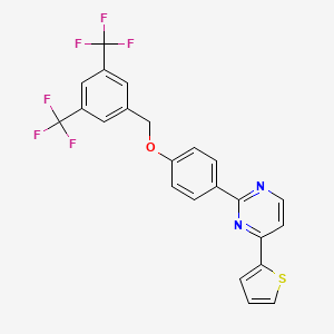 molecular formula C23H14F6N2OS B2742489 2-(4-{[3,5-双(三氟甲基)苯甲基]氧基}苯基)-4-(2-噻吩基)嘧啶 CAS No. 477862-24-1