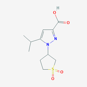 molecular formula C11H16N2O4S B2742492 1-(1,1-Dioxo-tetrahydro-1lambda*6*-thiophen-3-yl)-5-isopropyl-1H-pyrazole-3-carboxylic acid CAS No. 956610-87-0