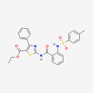 molecular formula C26H23N3O5S2 B2742493 乙基 2-[[2-[(4-甲基苯基)磺酰氨基]苯甲酰)氨基]-4-苯基-1,3-噻唑-5-基甲酸酯 CAS No. 361469-83-2