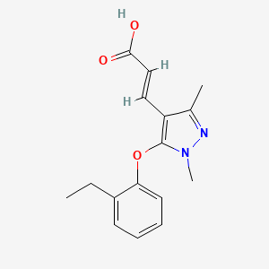 molecular formula C16H18N2O3 B2742502 3-[5-(2-ethylphenoxy)-1,3-dimethyl-1H-pyrazol-4-yl]prop-2-enoic acid CAS No. 1158109-17-1
