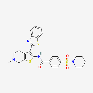 N-(3-(benzo[d]thiazol-2-yl)-6-methyl-4,5,6,7-tetrahydrothieno[2,3-c]pyridin-2-yl)-4-(piperidin-1-ylsulfonyl)benzamide