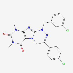 molecular formula C22H18Cl2N6O2 B2742534 1-(3-chlorobenzyl)-3-(4-chlorophenyl)-7,9-dimethyl-7,9-dihydro-[1,2,4]triazino[3,4-f]purine-6,8(1H,4H)-dione CAS No. 898442-88-1