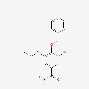 molecular formula C17H18BrNO3 B2742547 3-Bromo-5-ethoxy-4-[(4-methylbenzyl)oxy]benzamide CAS No. 1706453-19-1