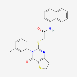 molecular formula C26H23N3O2S2 B2742551 2-((3-(3,5-二甲基苯基)-4-氧代-3,4,6,7-四氢噻吩并[3,2-d]嘧啶-2-基)硫)-N-(萘-1-基)乙酰胺 CAS No. 877653-34-4