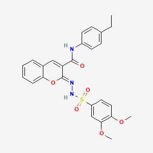 molecular formula C26H25N3O6S B2742567 (2Z)-2-[(3,4-dimethoxyphenyl)sulfonylhydrazinylidene]-N-(4-ethylphenyl)chromene-3-carboxamide CAS No. 1322227-57-5