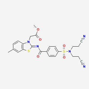 Methyl 2-[2-[4-[bis(2-cyanoethyl)sulfamoyl]benzoyl]imino-6-methyl-1,3-benzothiazol-3-yl]acetate