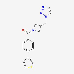 molecular formula C17H16N4OS B2742588 (4-Thiophen-3-ylphenyl)-[3-(triazol-1-ylmethyl)azetidin-1-yl]methanone CAS No. 2309747-01-9