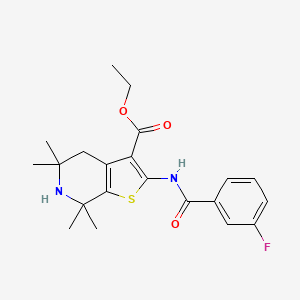 Ethyl 2-(3-fluorobenzamido)-5,5,7,7-tetramethyl-4,5,6,7-tetrahydrothieno[2,3-c]pyridine-3-carboxylate