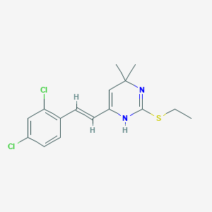 molecular formula C16H18Cl2N2S B2742601 4-(2,4-二氯苯乙烯基)-2-(乙基硫基)-6,6-二甲基-1,6-二氢嘧啶 CAS No. 1164553-16-5