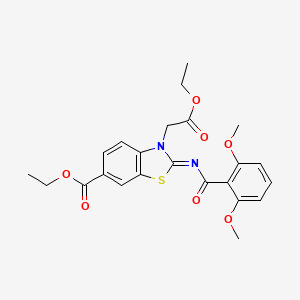 molecular formula C23H24N2O7S B2742606 (Z)-乙酸乙酯 2-((2,6-二甲氧基苯甲酰)亚胺)-3-(2-乙氧基-2-氧代乙基)-2,3-二氢苯并[d]噻唑-6-甲酸酯 CAS No. 865246-91-9