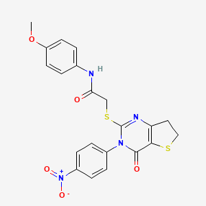 N-(4-methoxyphenyl)-2-{[3-(4-nitrophenyl)-4-oxo-3H,4H,6H,7H-thieno[3,2-d]pyrimidin-2-yl]sulfanyl}acetamide