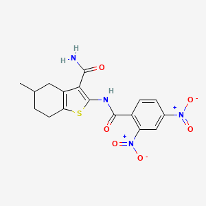 molecular formula C17H16N4O6S B2742612 2-(2,4-二硝基苯甲酰氨基)-5-甲基-4,5,6,7-四氢苯并[b]噻吩-3-甲酸酰胺 CAS No. 476280-31-6