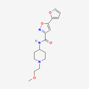 molecular formula C16H21N3O4 B2742616 5-(furan-2-yl)-N-(1-(2-methoxyethyl)piperidin-4-yl)isoxazole-3-carboxamide CAS No. 1421509-97-8