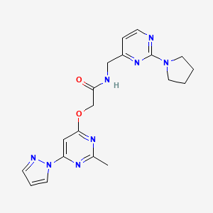 2-((2-methyl-6-(1H-pyrazol-1-yl)pyrimidin-4-yl)oxy)-N-((2-(pyrrolidin-1-yl)pyrimidin-4-yl)methyl)acetamide