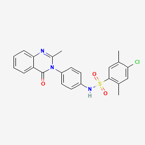 molecular formula C23H20ClN3O3S B2742620 4-chloro-2,5-dimethyl-N-(4-(2-methyl-4-oxoquinazolin-3(4H)-yl)phenyl)benzenesulfonamide CAS No. 898420-79-6