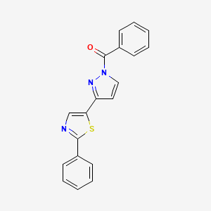 molecular formula C19H13N3OS B2742626 Phenyl(3-(2-phenyl-1,3-thiazol-5-yl)-1H-pyrazol-1-yl)methanone CAS No. 318256-00-7