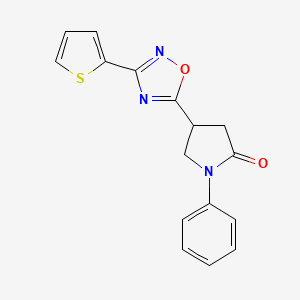 1-Phenyl-4-(3-(thiophen-2-yl)-1,2,4-oxadiazol-5-yl)pyrrolidin-2-one