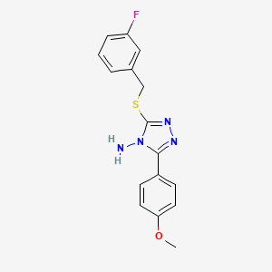 molecular formula C16H15FN4OS B2742633 3-((3-Fluorobenzyl)thio)-5-(4-methoxyphenyl)-4H-1,2,4-triazol-4-amine CAS No. 677012-15-6