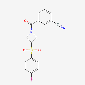3-(3-((4-Fluorophenyl)sulfonyl)azetidine-1-carbonyl)benzonitrile