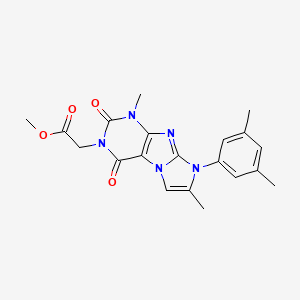 molecular formula C20H21N5O4 B2742649 methyl 2-(8-(3,5-dimethylphenyl)-1,7-dimethyl-2,4-dioxo-1H-imidazo[2,1-f]purin-3(2H,4H,8H)-yl)acetate CAS No. 887465-21-6