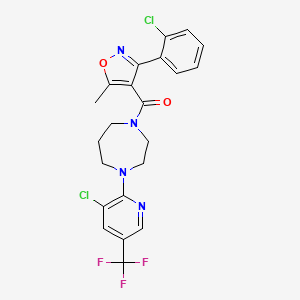 [3-(2-Chlorophenyl)-5-methyl-1,2-oxazol-4-yl]-[4-[3-chloro-5-(trifluoromethyl)pyridin-2-yl]-1,4-diazepan-1-yl]methanone