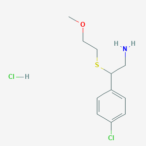 molecular formula C11H17Cl2NOS B2742655 2-(4-Chlorophenyl)-2-(2-methoxyethylthio)ethanamine hydrochloride CAS No. 2197055-25-5