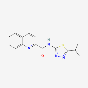molecular formula C15H14N4OS B2742661 N-[(2E)-5-(propan-2-yl)-1,3,4-thiadiazol-2(3H)-ylidene]quinoline-2-carboxamide CAS No. 919052-71-4