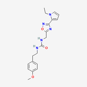 molecular formula C19H23N5O3 B2742662 1-((3-(1-ethyl-1H-pyrrol-2-yl)-1,2,4-oxadiazol-5-yl)methyl)-3-(4-methoxyphenethyl)urea CAS No. 2034550-55-3