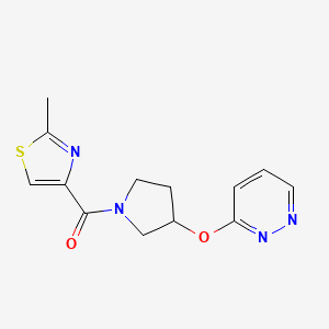 molecular formula C13H14N4O2S B2742666 (2-Methylthiazol-4-yl)(3-(pyridazin-3-yloxy)pyrrolidin-1-yl)methanone CAS No. 2034402-70-3