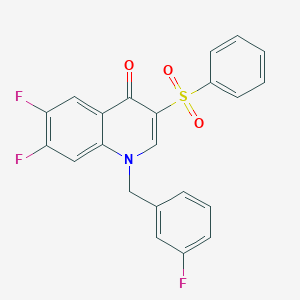 molecular formula C22H14F3NO3S B2742667 6,7-difluoro-1-(3-fluorobenzyl)-3-(phenylsulfonyl)quinolin-4(1H)-one CAS No. 899213-94-6