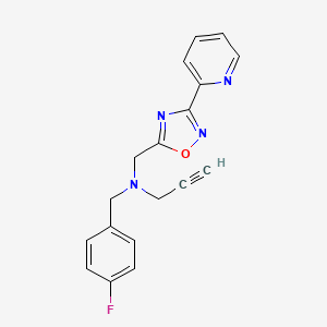 molecular formula C18H15FN4O B2742676 [(4-Fluorophenyl)methyl](prop-2-yn-1-yl){[3-(pyridin-2-yl)-1,2,4-oxadiazol-5-yl]methyl}amine CAS No. 1355878-10-2