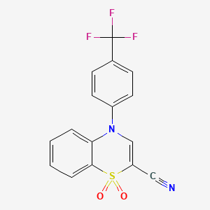 molecular formula C16H9F3N2O2S B2742687 4-[4-(trifluoromethyl)phenyl]-4H-1,4-benzothiazine-2-carbonitrile 1,1-dioxide CAS No. 1207013-72-6