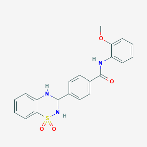 molecular formula C21H19N3O4S B2742693 4-(1,1-dioxido-3,4-dihydro-2H-1,2,4-benzothiadiazin-3-yl)-N-(2-methoxyphenyl)benzamide CAS No. 1021221-18-0